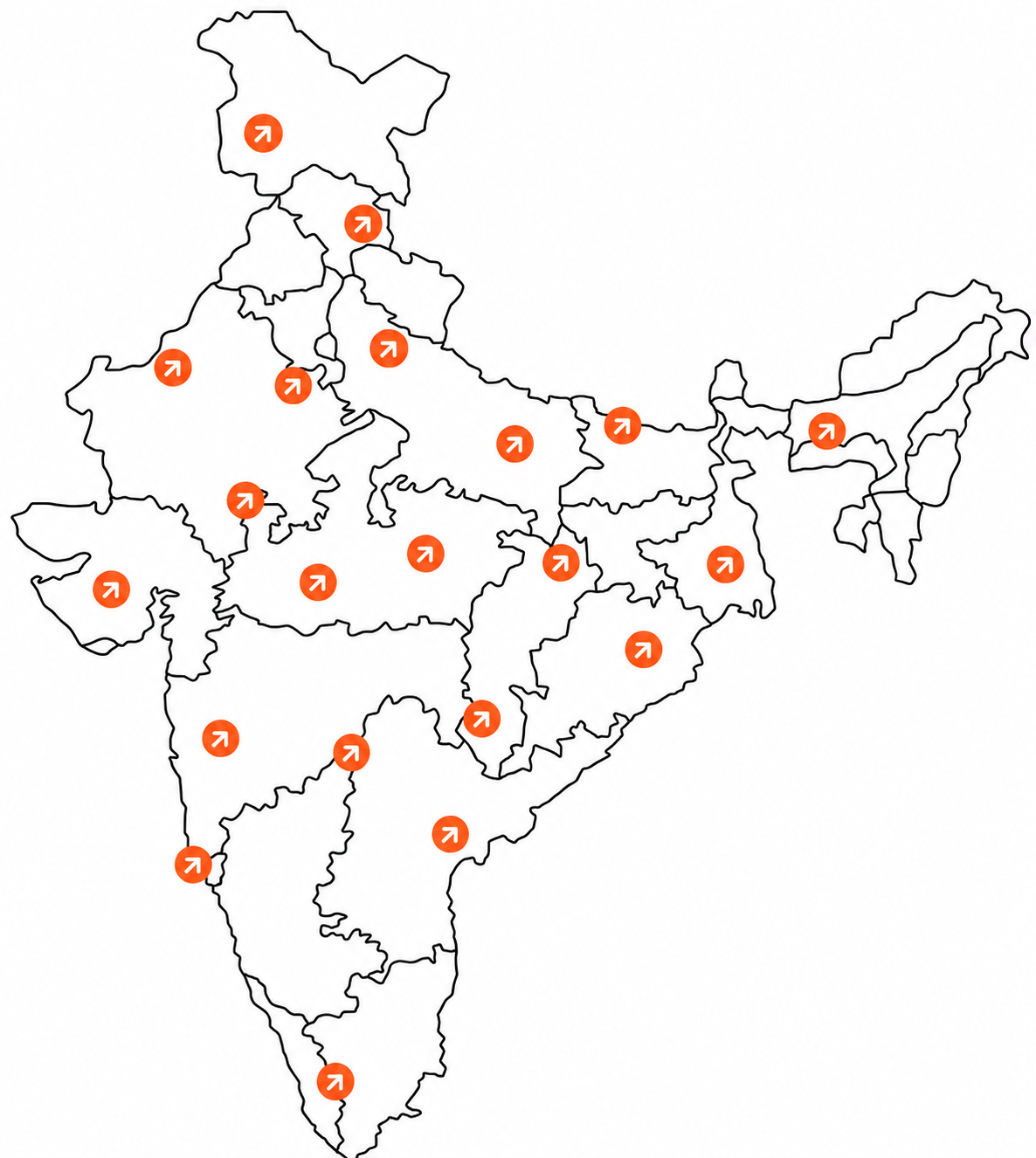 India map showing personal loan availability across cities